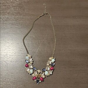 Multicolor gem and gold statement necklace